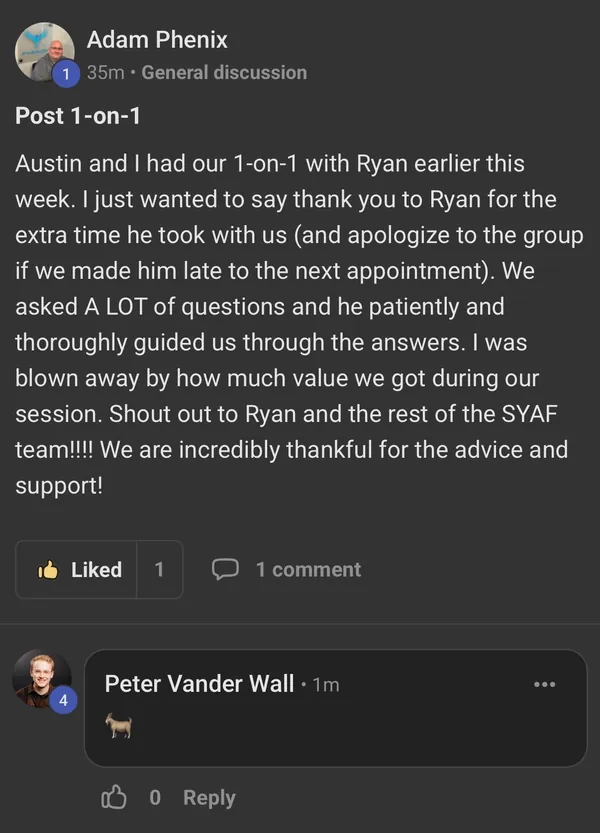 Adam Phenix - coaching praise