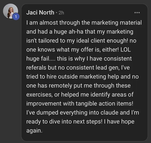 Jaci North - marketing breakthrough